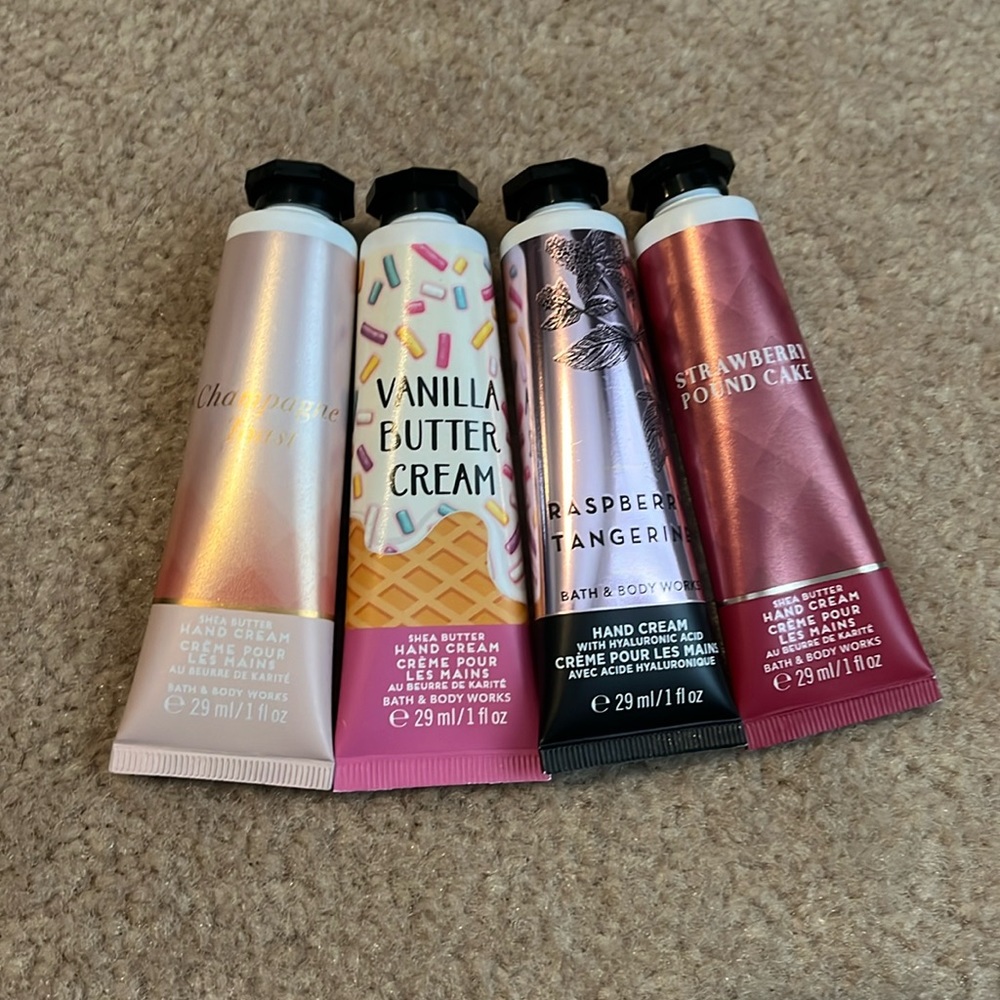 Four Bath & Body Works Travel Size Hand Creams